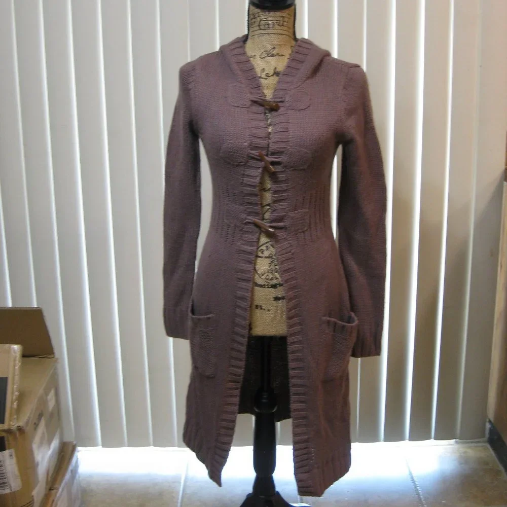 NWOT One Step Up purple long duster sweater cardigan S small
